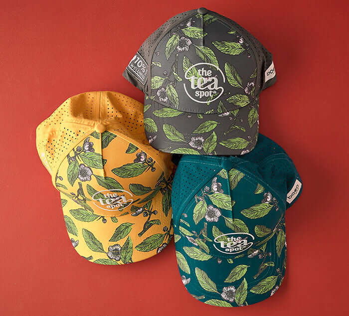 Tea Spot Trucker Hat - Athletic Hat with Tea Leaves Design  display picture 2
