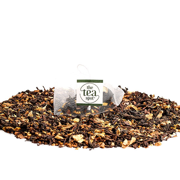 
                  
                    pumpkin spice chai tea bag on top of loose leaf tea
                  
                