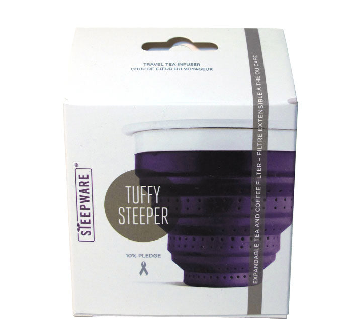 purple collapsable travel tea filter