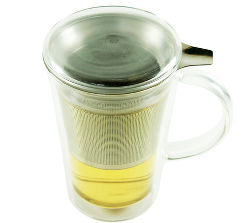 Glass Tea Mug with Lid