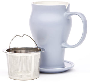 blue ceramic tea mug