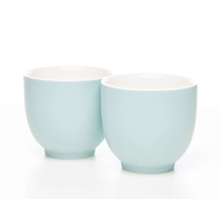 Set of two 7.5 oz stoneware ceramic teacups for loose leaf tea, 3-inch diameter, dishwasher-safe, perfect pairing for Satin Teapots.