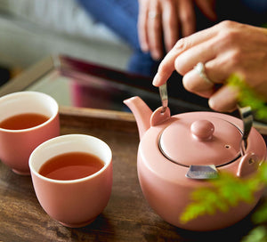 vintage pink ceramic teapot